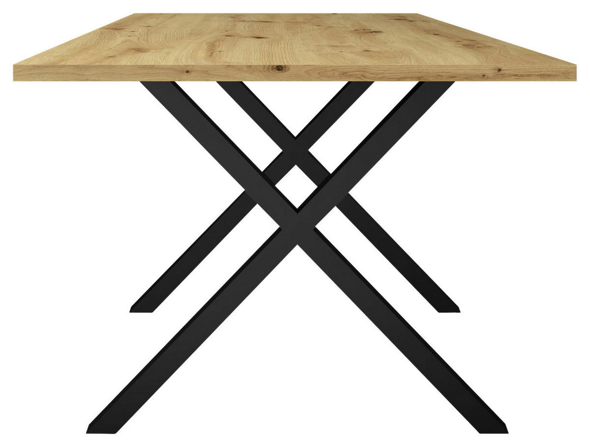 ESSTISCH rechteckig Schwarz, Eichefarben  - Eichefarben/Schwarz, MODERN, Holzwerkstoff/Metall (140/90/78cm) - Livetastic
