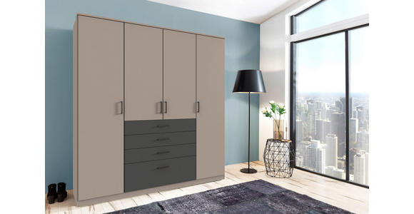 KLEIDERSCHRANK in Graphitfarben, Grau - Schwarz/Graphitfarben, KONVENTIONELL, Holzwerkstoff/Kunststoff (180/199/58cm) - Carryhome
