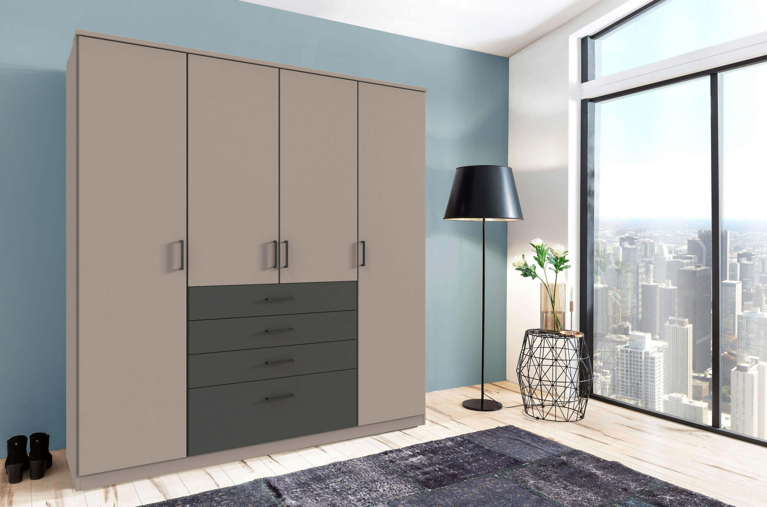 KLEIDERSCHRANK in Graphitfarben, Grau  - Schwarz/Graphitfarben, Konventionell, Holzwerkstoff/Kunststoff (180/199/58cm) - Carryhome