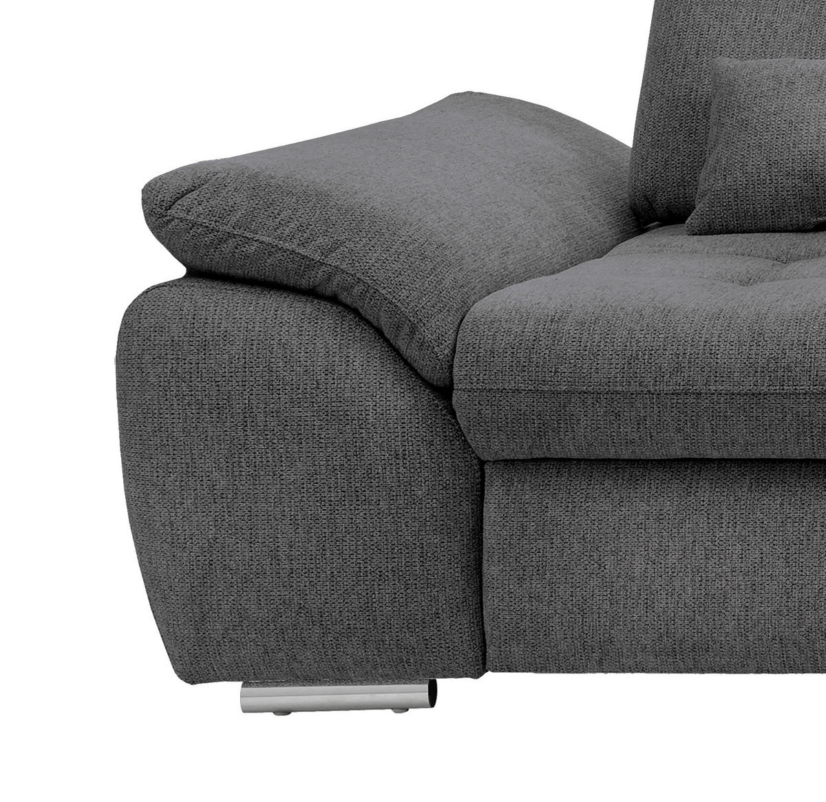 ECKSOFA in Chenille Anthrazit  - Chromfarben/Anthrazit, Modern, Textil/Metall (314/184cm) - Livetastic