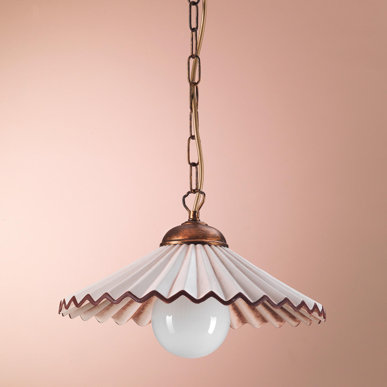 HÄNGELEUCHTE 32/100 cm   - Bernsteinfarben, KONVENTIONELL, Keramik/Metall (32/100cm)