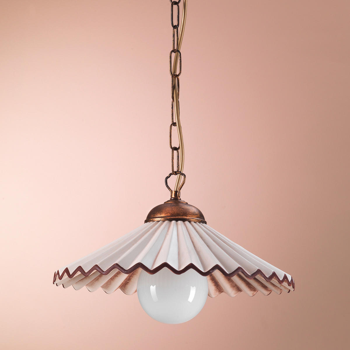 HÄNGELEUCHTE 32/100 cm  - Bernsteinfarben, KONVENTIONELL, Keramik/Metall (32/100cm)