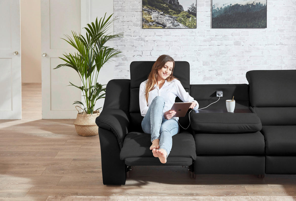 ECKSOFA  in Echtleder Anthrazit  324/260 cm  - Chromfarben/Anthrazit, KONVENTIONELL, Leder/Kunststoff (324/260cm) - Cantus