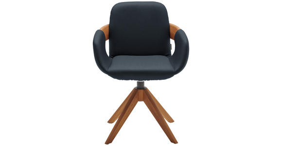 ARMLEHNSTUHL  Lederauswahl, Stoffauswahl, Typenauswahl, Sitzfläche 360° drehbar, automatische Rückholfunktion  Echtleder  - Eichefarben/Cognac, Natur, Leder/Holz (60/86/60cm) - Valnatura