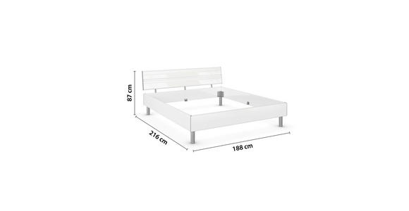 BETT 180/200 cm  in Weiß Hochglanz  - Weiß Hochglanz/Alufarben, Design, Holzwerkstoff/Metall (180/200cm) - Carryhome