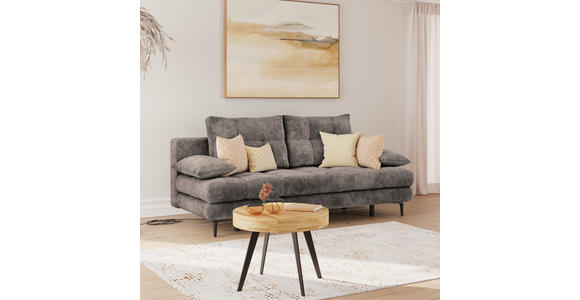 SCHLAFSOFA Chenille Graphitfarben Rückenkissen, Armlehnenkissen, Bettkasten, Schlaffunktion, Rücken echt  - Schwarz/Graphitfarben, KONVENTIONELL, Textil/Metall (203/94/96cm) - Carryhome