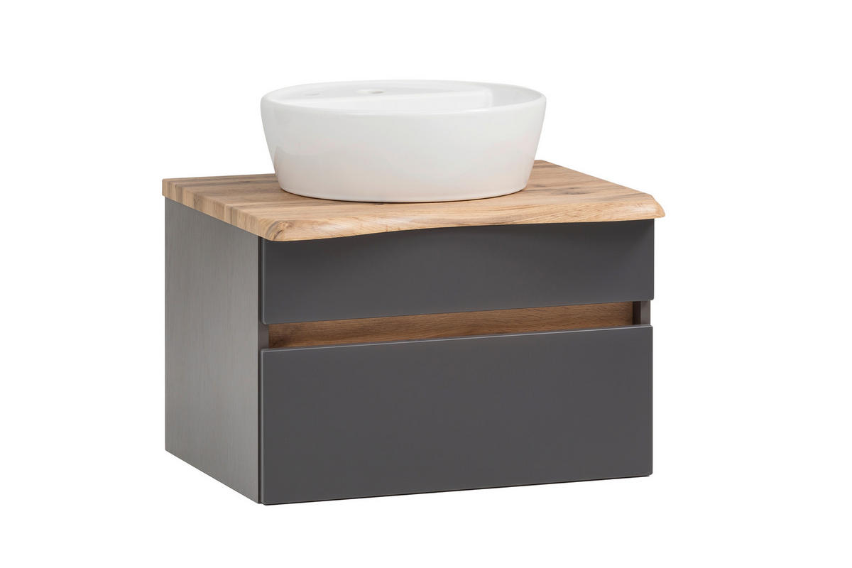 WASCHTISCHKOMBI 61 cm  - Graphitfarben/Weiß, Natur, Keramik/Holzwerkstoff (61cm) - Xora