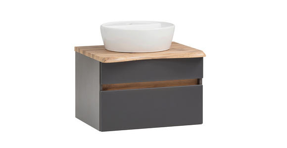 WASCHTISCHKOMBI 61 cm - Graphitfarben/Weiß, Natur, Keramik/Holzwerkstoff (61cm) - Xora