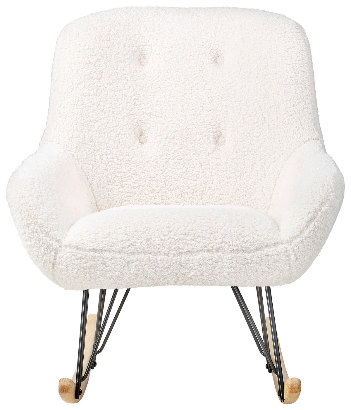 SCHAUKELSTUHL in Bouclé, Teddystoff Creme, Naturfarben, Schwarz  - Creme/Schwarz, KONVENTIONELL, Holz/Textil (72/88/95cm) - Livetastic