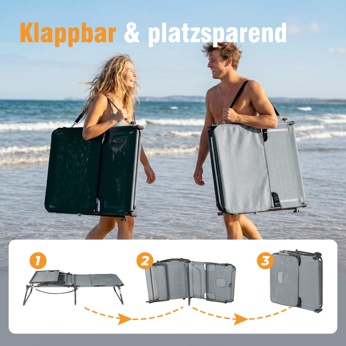 SONNENLIEGE 70/34/200 cm  - Dunkelgrau/Anthrazit, Basics, Textil/Metall (70/34/200cm) - Modante