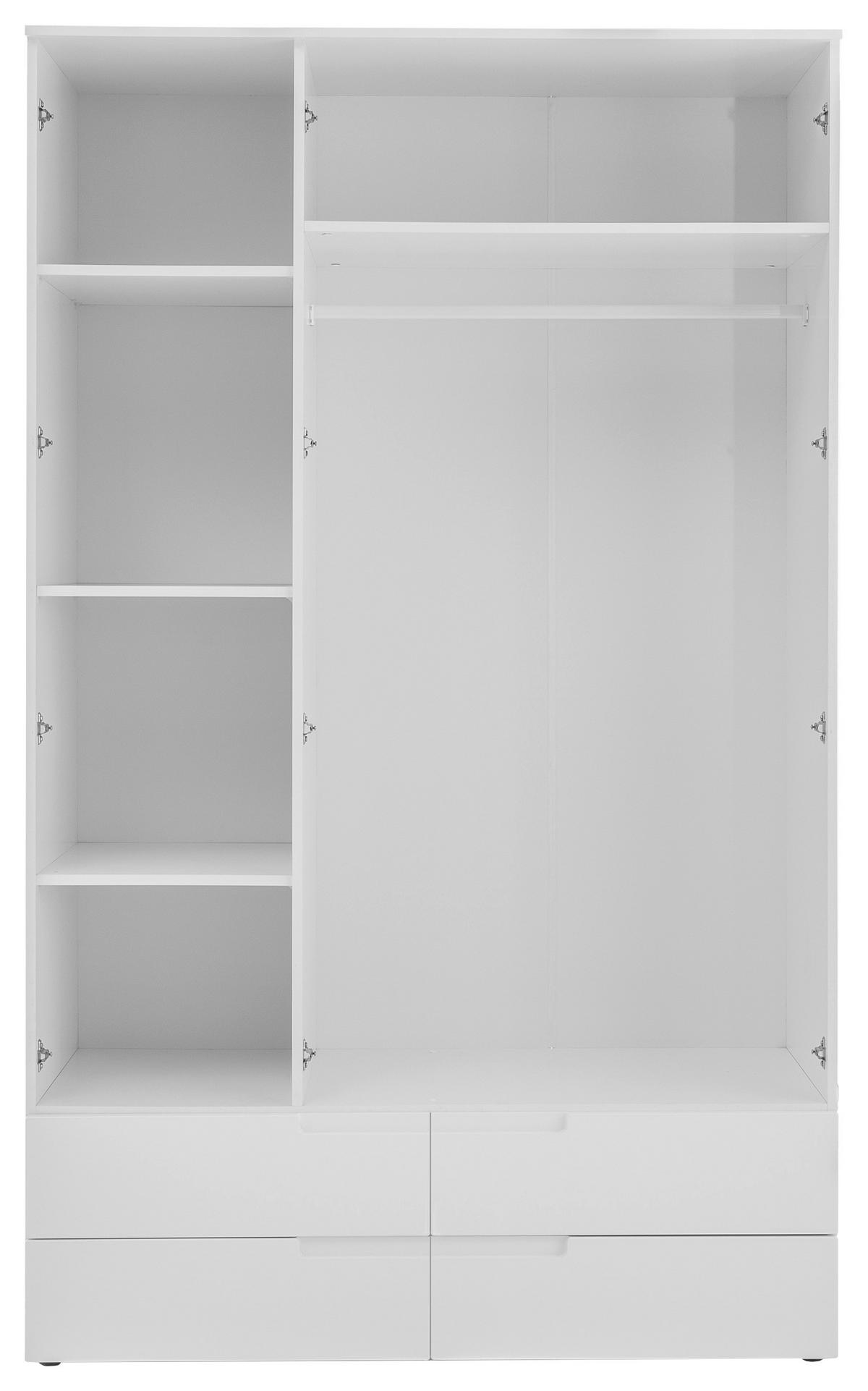 BIELA SKRIŇA SO ZRKADLOM, biela, 126,8/208/57 cm - biela, Modern, kompozitné drevo/sklo (126,8/208/57cm) - MID.YOU
