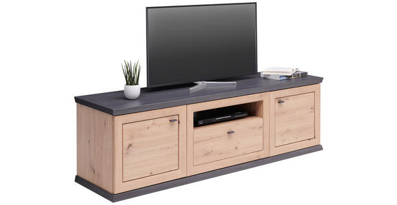 LOWBOARD  in  - Dunkelgrau/Eichefarben, LIFESTYLE, Holzwerkstoff/Metall (180/55,6cm) - Xora