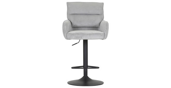 BARHOCKER Cord Hellgrau Stoffauswahl, Sitzfläche 360° drehbar  - Hellgrau/Schwarz, Design, Textil/Metall (54/98-120/58cm) - Novel