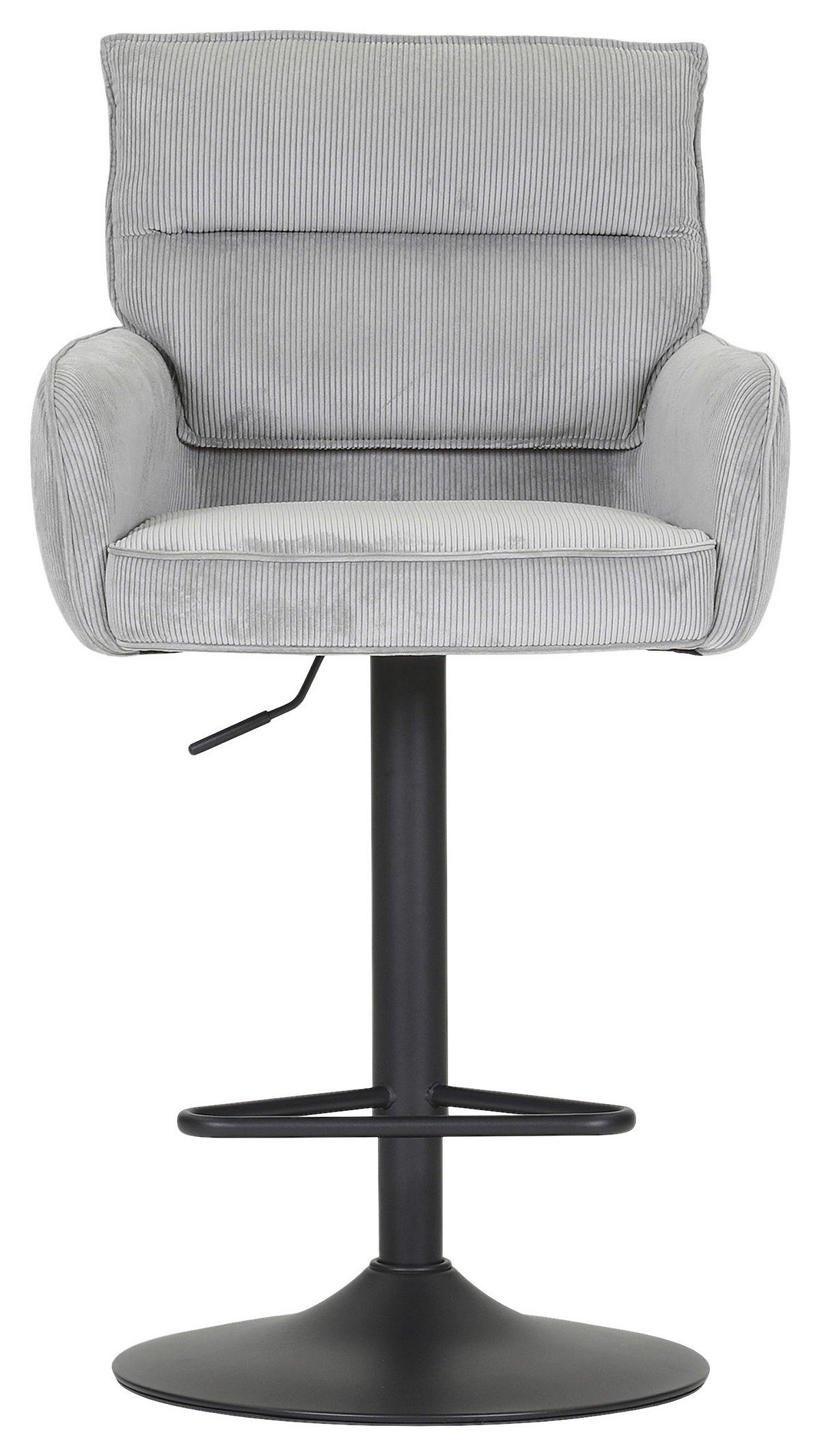 BARHOCKER Cord Hellgrau Stoffauswahl, Sitzfläche 360° drehbar  - Hellgrau/Schwarz, Design, Textil/Metall (54/98-120/58cm) - Novel