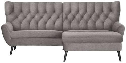 ECKSOFA Taupe Flachgewebe - Taupe/Schwarz, Design, Holz/Textil (237/165cm) - Stylife