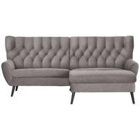 ECKSOFA in Flachgewebe Taupe  - Taupe/Schwarz, Design, Holz/Textil (237/165cm) - Stylife
