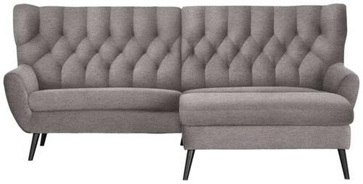 ECKSOFA in Flachgewebe Taupe  - Taupe/Schwarz, Design, Holz/Textil (237/165cm) - Stylife