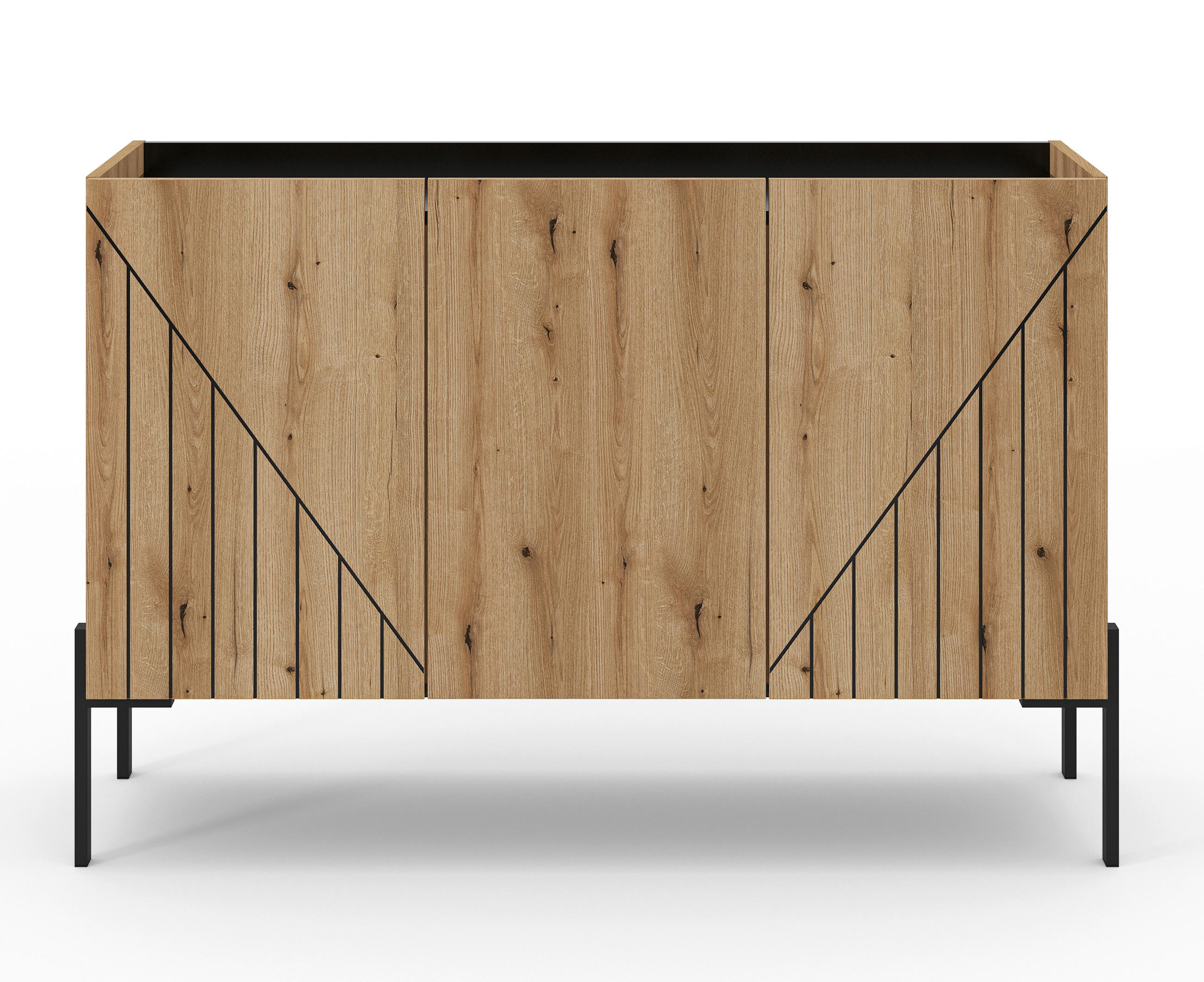 SIDEBOARD  122/81/40 cm  - Eiche dunkel/Schwarz, Design, Holzwerkstoff/Metall (122/81/40cm) - Livetastic