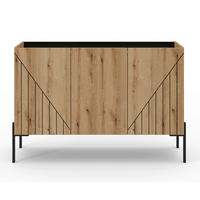 SIDEBOARD  122/81/40 cm  - Eiche dunkel/Schwarz, Design, Holzwerkstoff/Metall (122/81/40cm) - Livetastic
