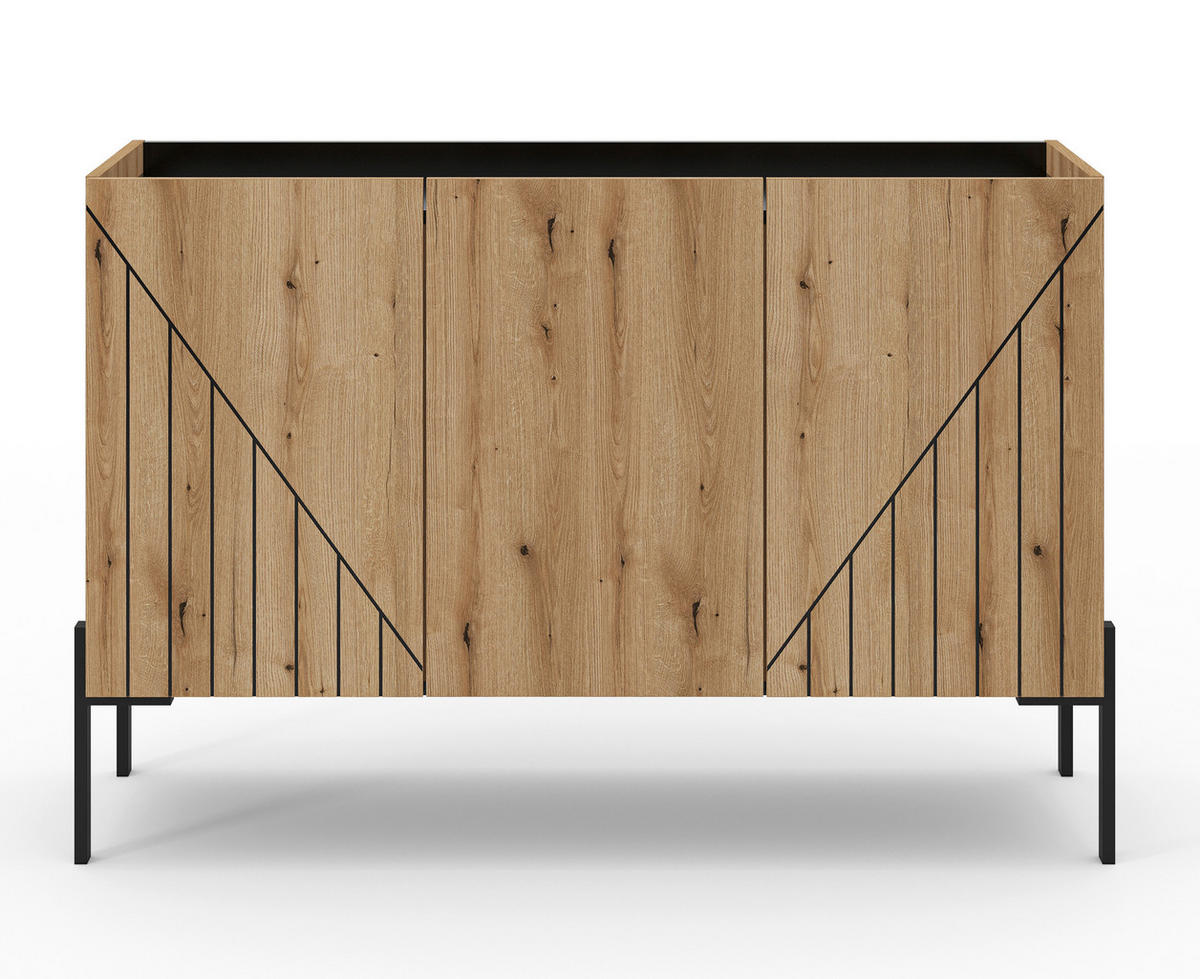 SIDEBOARD  122/81/40 cm  - Eiche dunkel/Schwarz, Design, Holzwerkstoff/Metall (122/81/40cm) - Livetastic