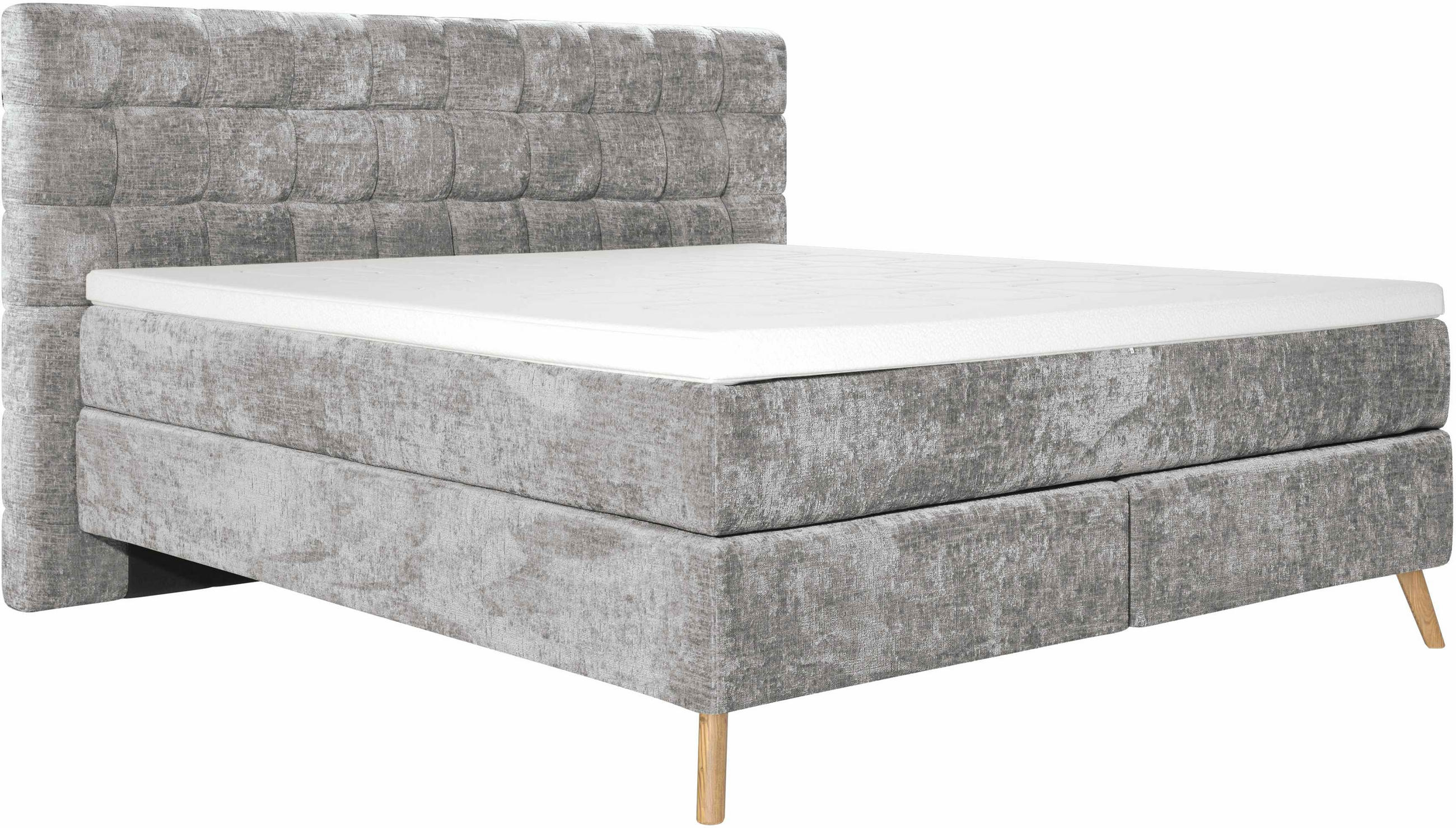 BOXSPRINGBETT 180/200 cm  in Grau  - Eichefarben/Grau, Design, Holz/Textil (180/200cm) - Esposa