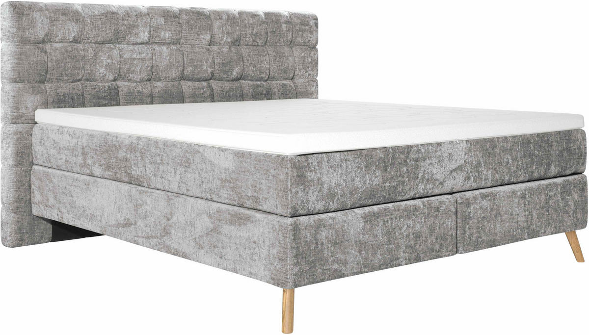 BOXSPRINGBETT 160/200 cm  in Grau  - Eichefarben/Grau, Design, Holz/Textil (160/200cm) - Esposa