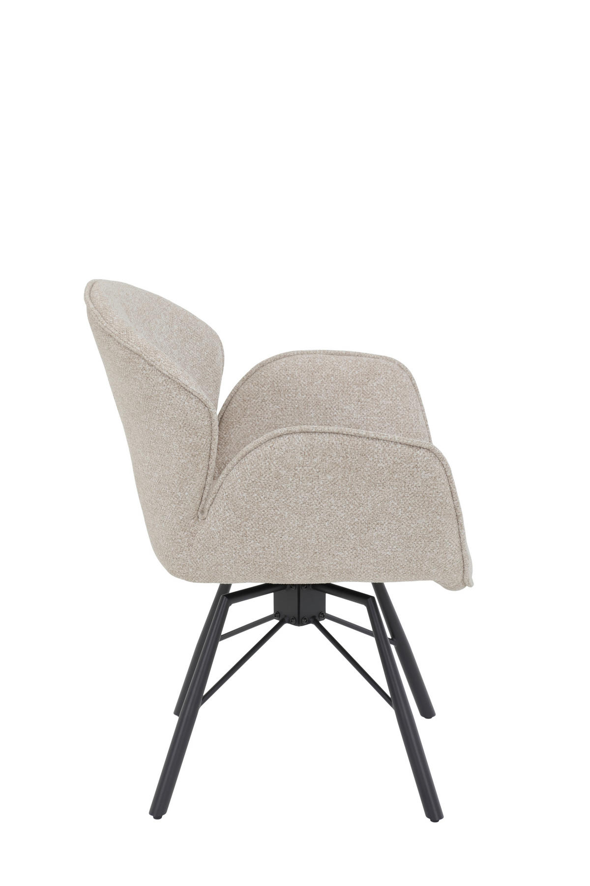 ARMLEHNSTUHL-SET 2 Stück  in Stahl Bouclé  - Beige/Schwarz, MODERN, Textil/Metall (62/83/66cm) - MID.YOU