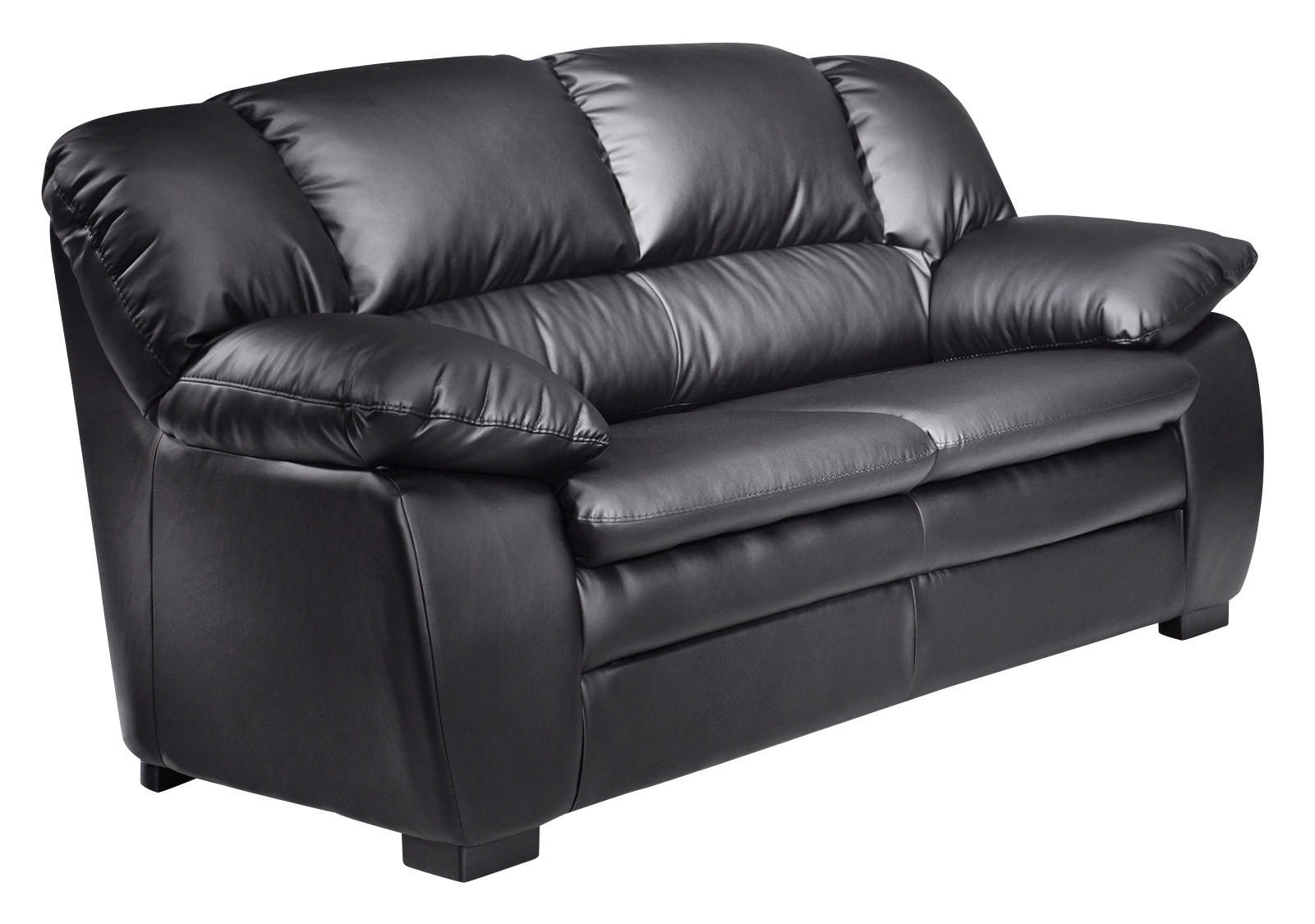 2-Sitzer-Sofa Casino I Rücken Echt Schwarz Lederlook