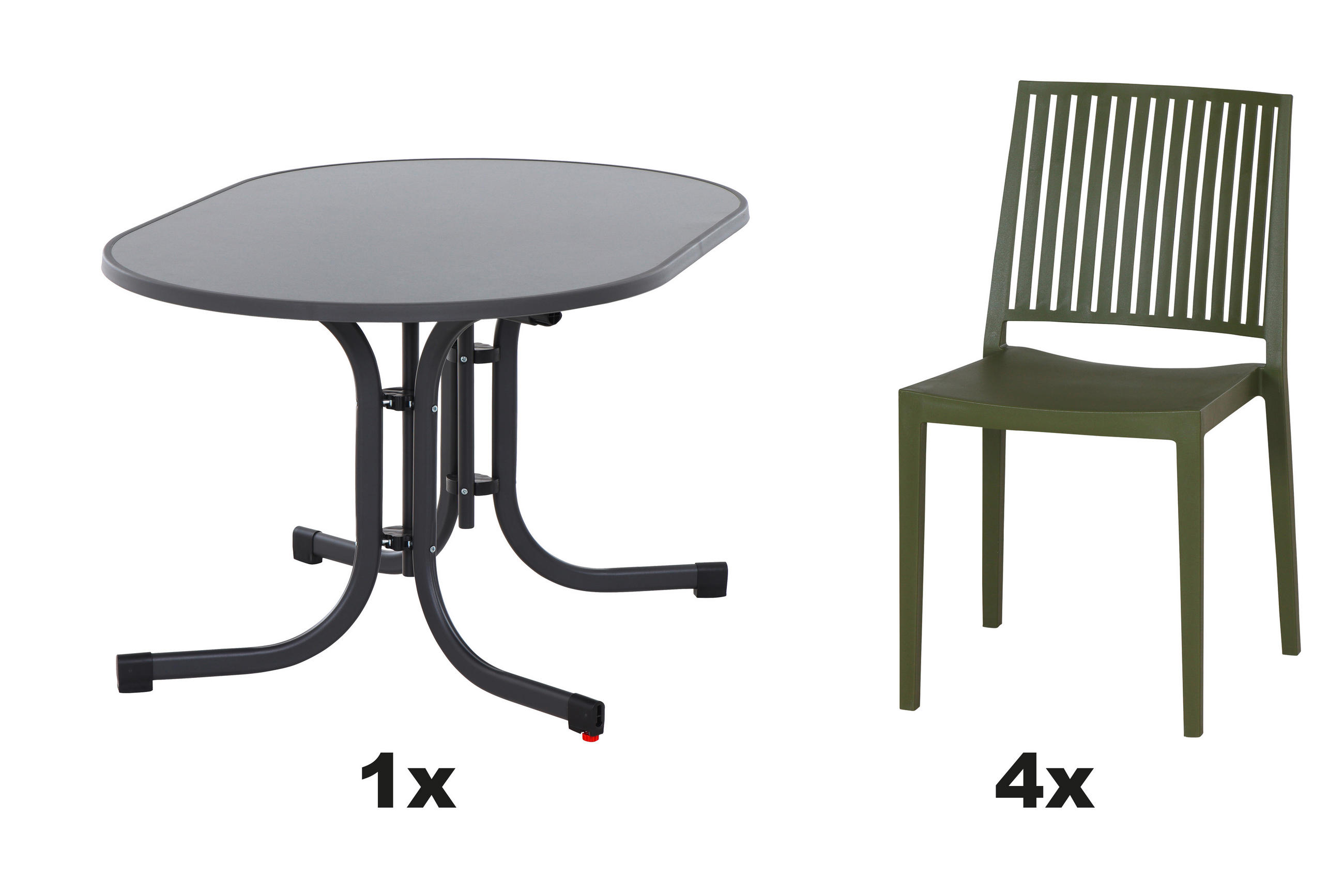 GARTENGARNITUR 5-teilig Stahl  - Grün, Basics, Kunststoff/Metall (90/80/140cm) - Siena Garden