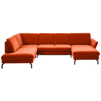 WOHNLANDSCHAFT in Velours Orange  - Schwarz/Orange, Design, Textil/Metall (220/335/179cm) - Beldomo System