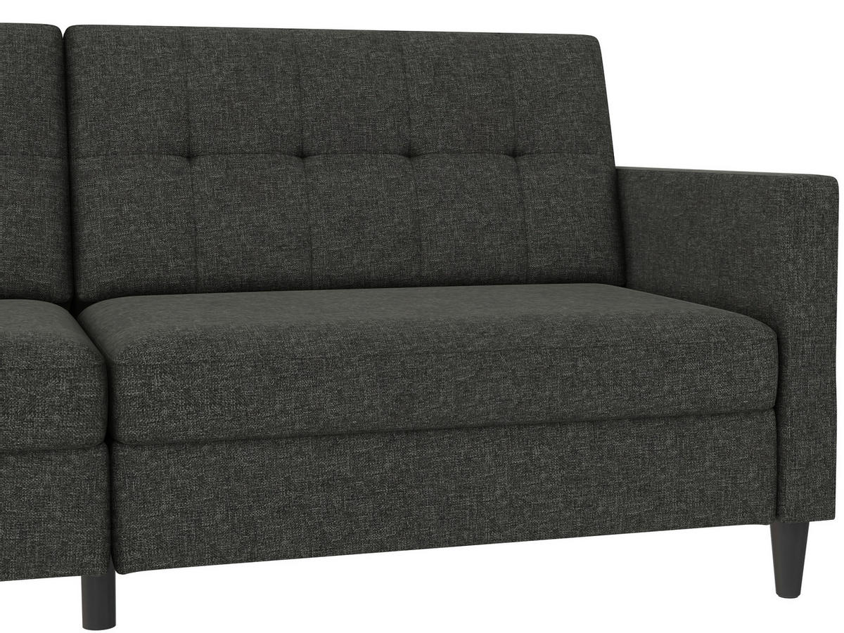 SCHLAFSOFA HANNOVER in Webstoff, Leinenoptik Anthrazit Vintage, Skandinavisch, Modern  - Anthrazit/Schwarz, Basics, Kunststoff/Textil (203/82/83cm) - Livetastic