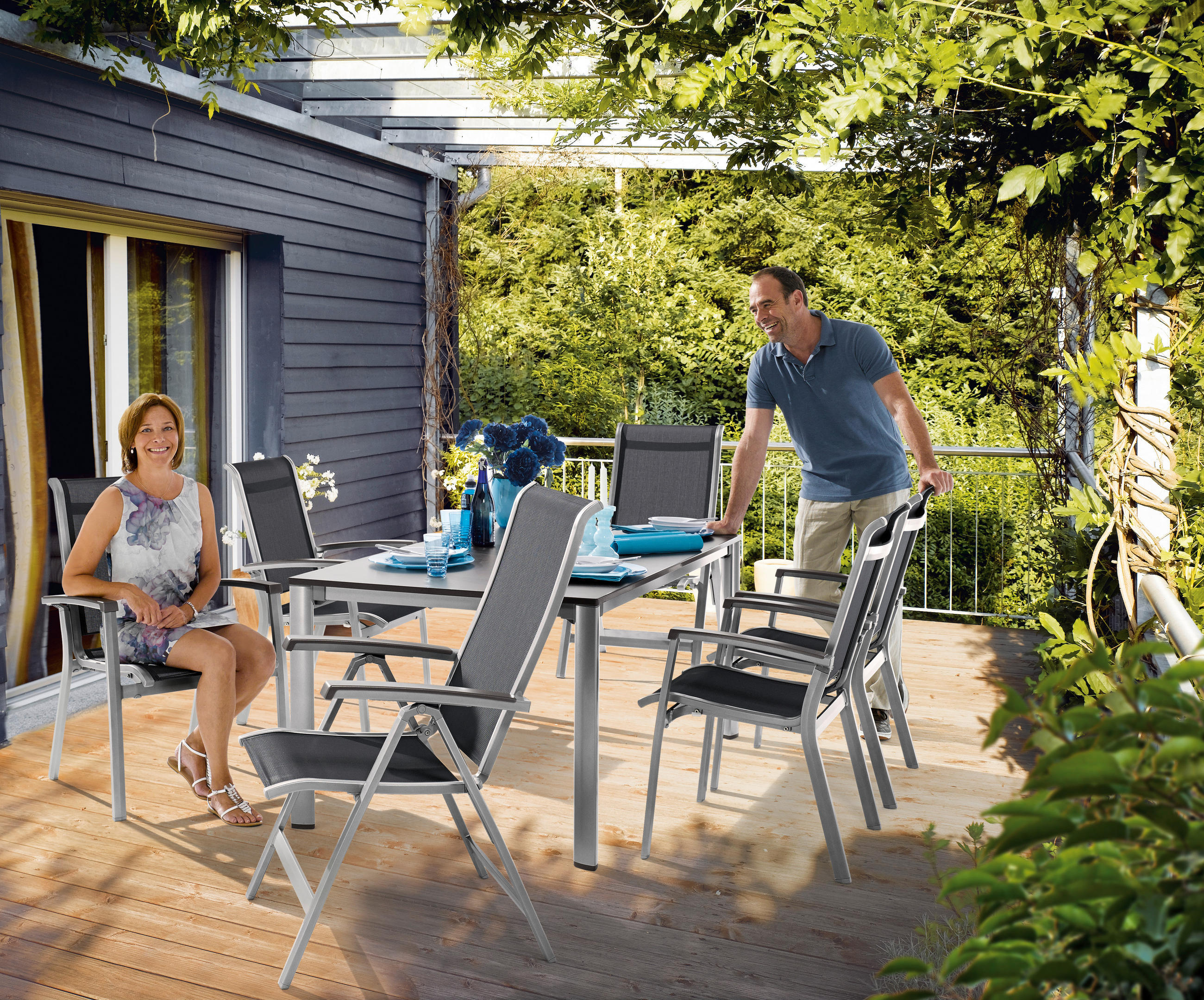 GARTENTISCH 165/95/74 cm Metall  - Anthrazit/Graphitfarben, Basics, Kunststoff/Metall (165/95/74cm) - Sieger