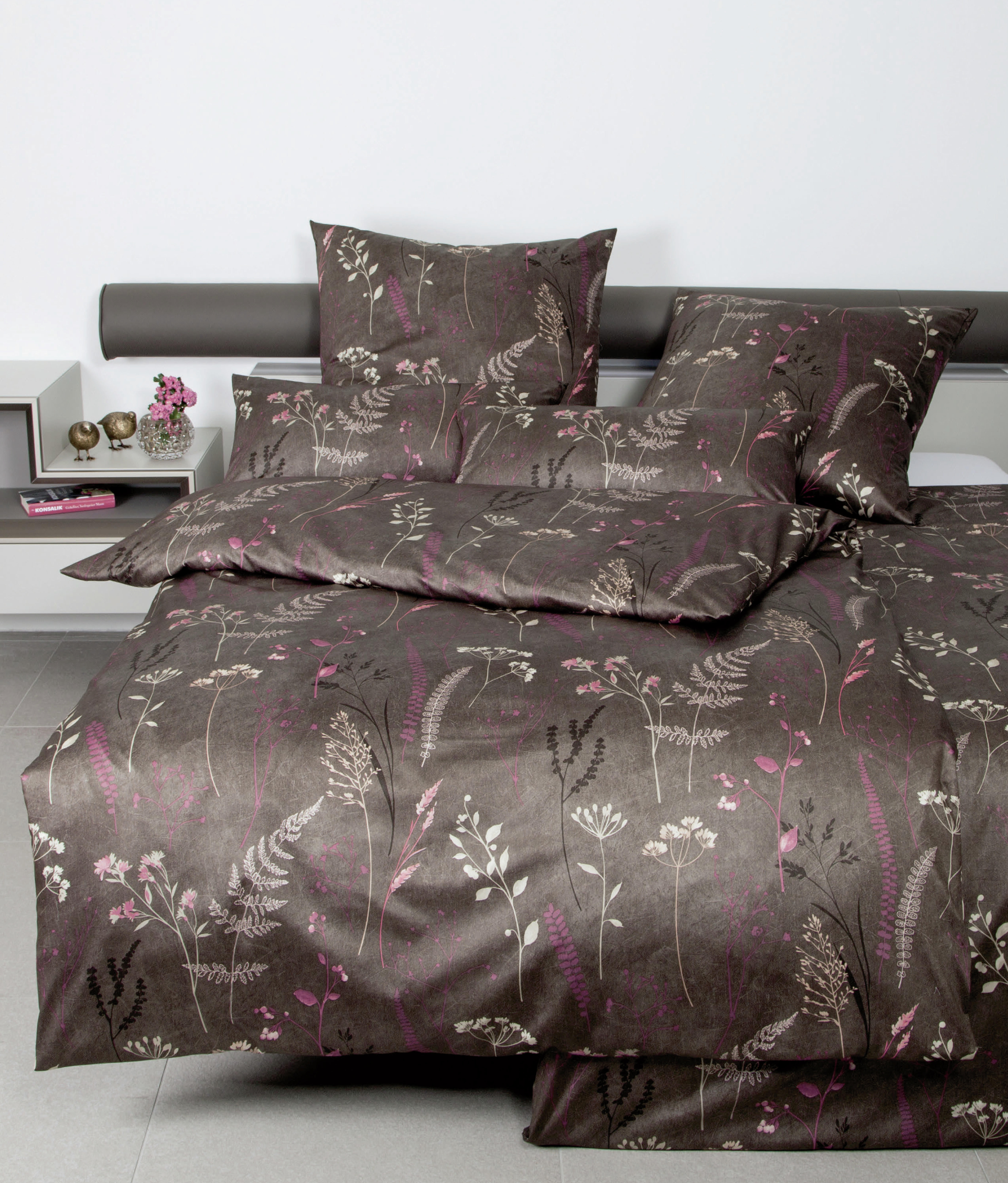 BETTWÄSCHE Makosatin 135/200 cm  - Pink/Dunkelbraun, LIFESTYLE, Textil (135/200cm) - Janine