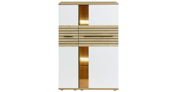 HIGHBOARD 90/131/40 cm  - Eichefarben/Schwarz, KONVENTIONELL, Glas/Holzwerkstoff (90/131/40cm) - Venda