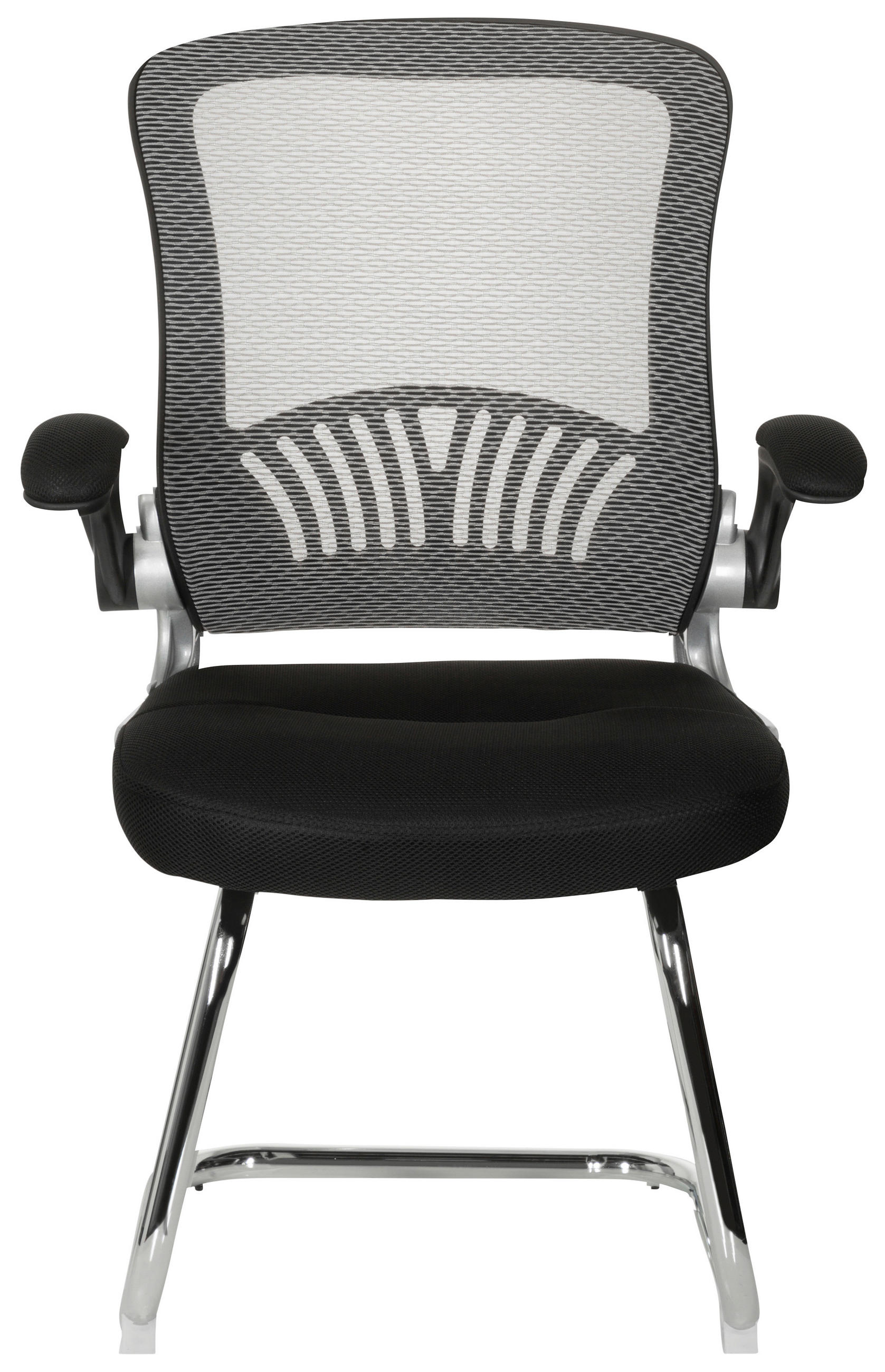 BESÖKSSTOL  i nätklädsel, flatväv grå, svart  - kromfärg/grå, Modern, metall/textil (64/103/64cm) - MID.YOU