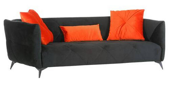 MEGASOFA Flachgewebe Schwarz  - Schwarz/Orange, LIFESTYLE, Textil/Metall (230/80/105cm) - Landscape