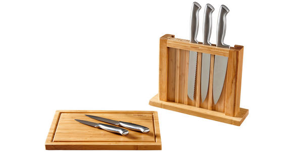 MESSERBLOCK 7-teilig - Silberfarben/Naturfarben, Basics, Holz/Metall - Homeware Profession.