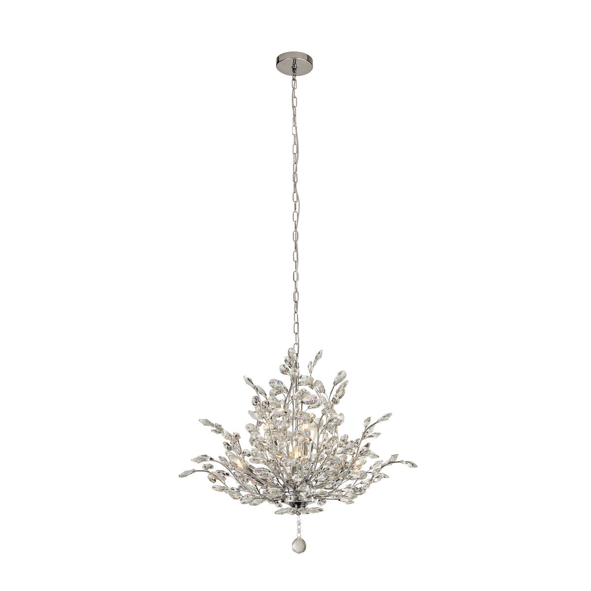 KRISTALL-HÄNGELEUCHTE 68/150 cm   - Chromfarben, Design, Glas/Metall (68/150cm)