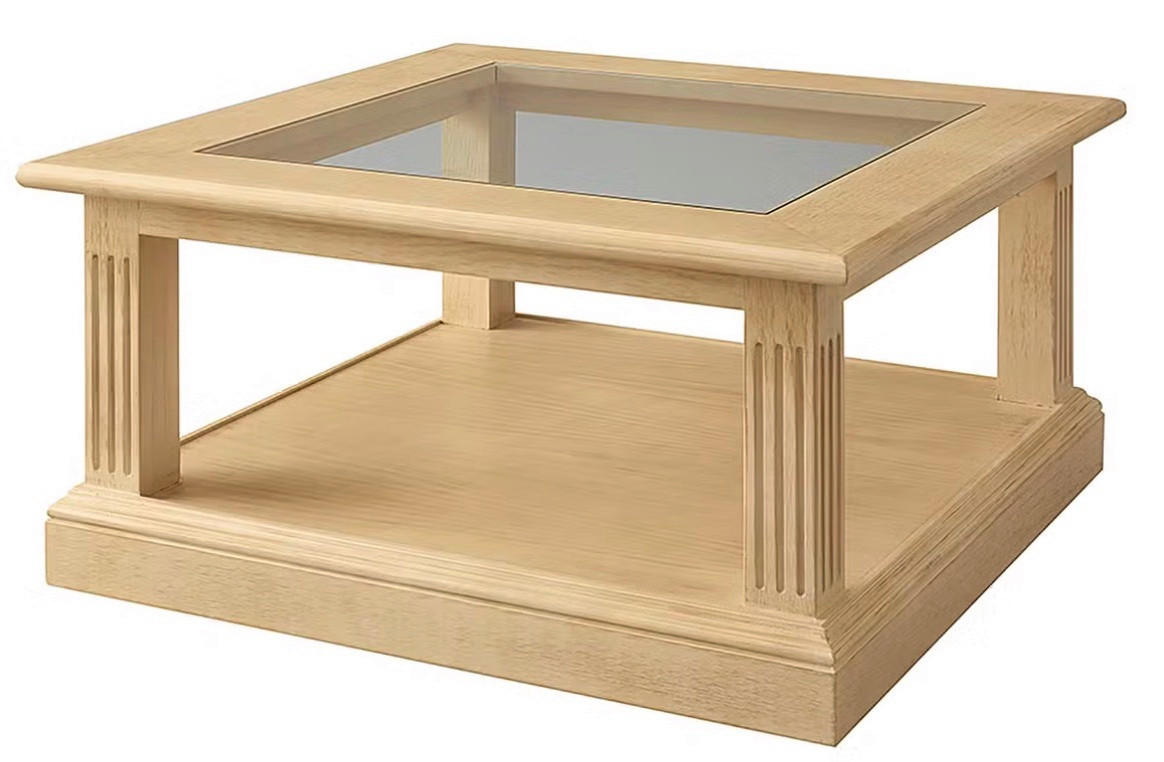 COUCHTISCH Pinie massiv Klarglas 90/90/45 cm quadratisch Beige  - Beige, Design, Glas/Holz (90/90/45cm) - Livetastic