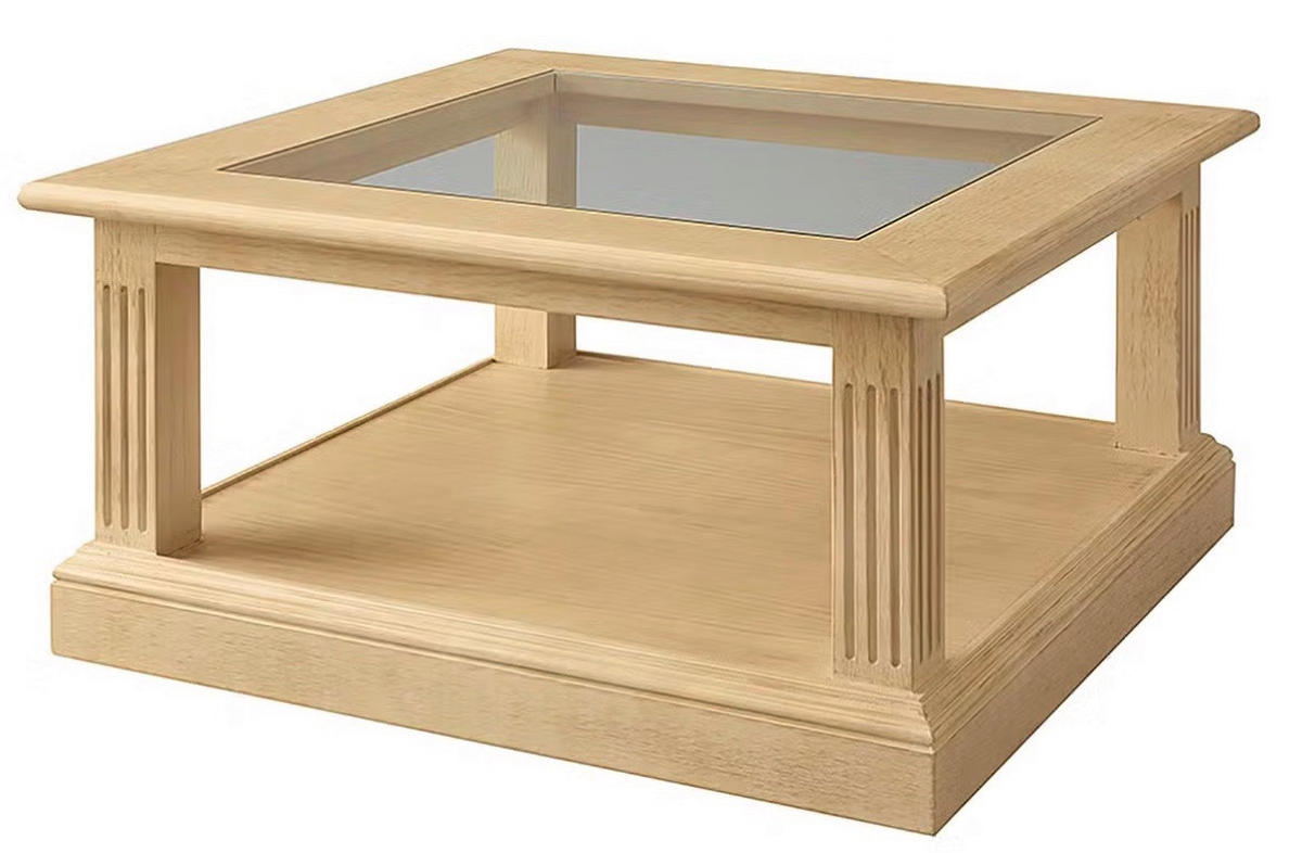 COUCHTISCH Pinie massiv Klarglas 90/90/45 cm quadratisch Beige  - Beige, Design, Glas/Holz (90/90/45cm) - Livetastic