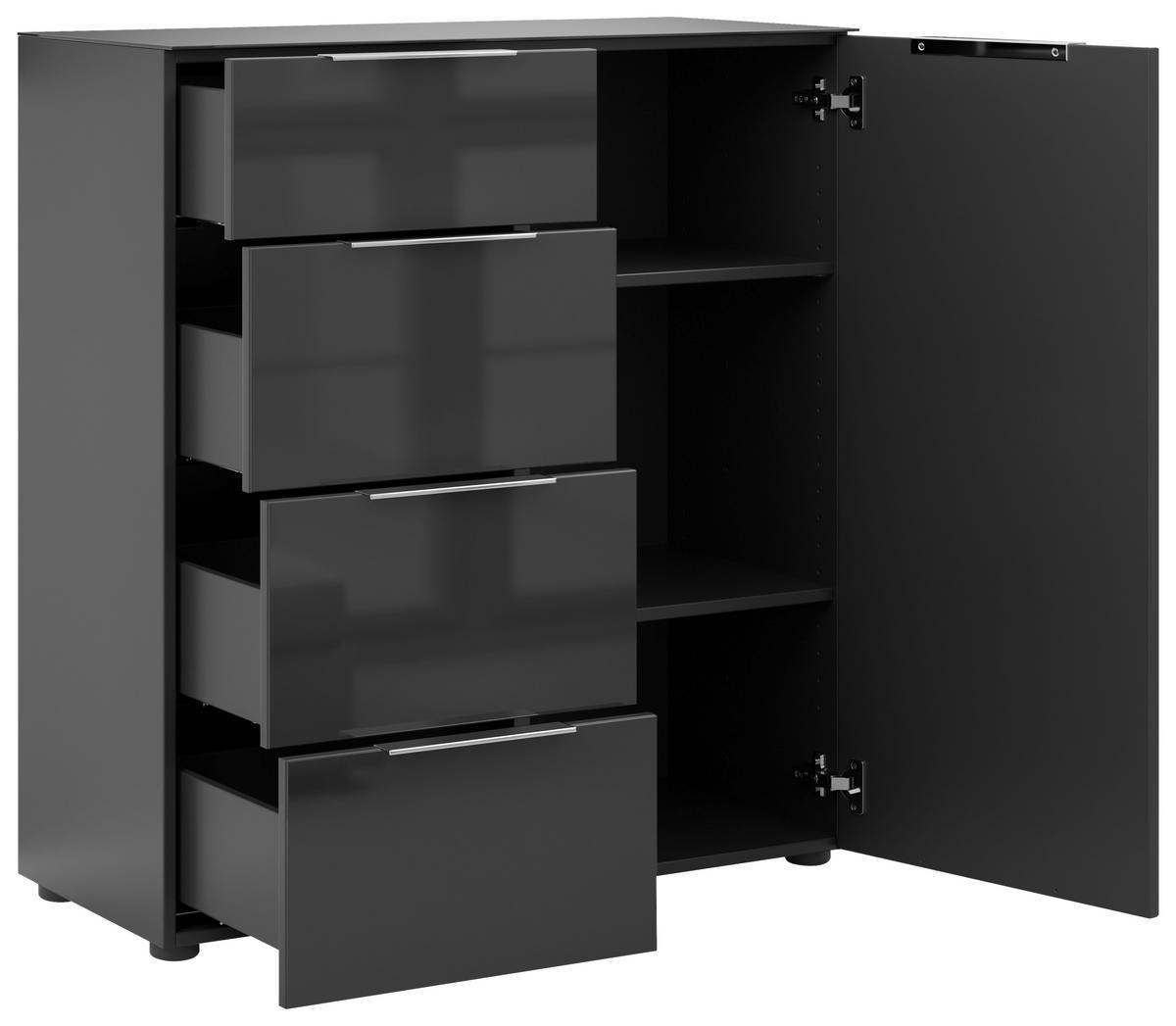 KOMMODE Style  in 90/99/40 cm  - Chromfarben/Anthrazit, Basics, Glas/Holzwerkstoff (90/99/40cm)
