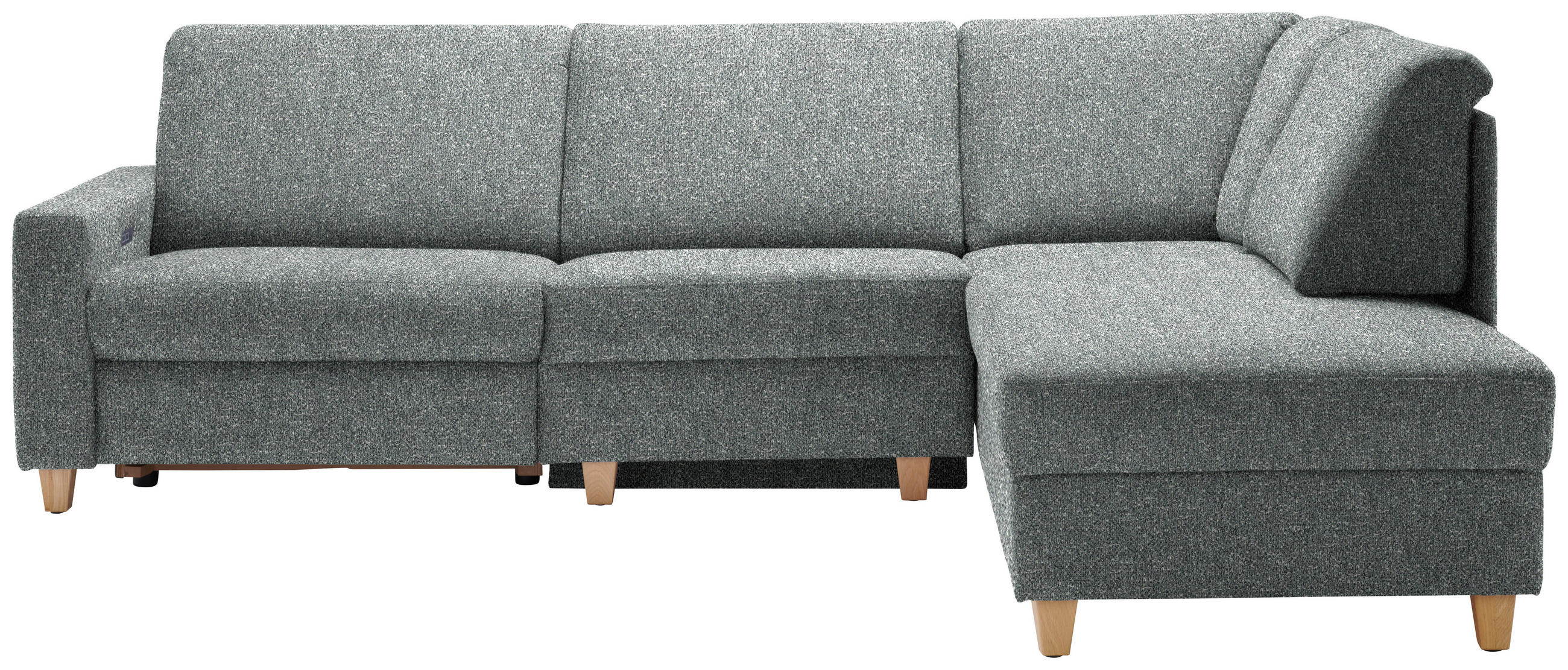 ECKSOFA  in Mikrovelours Graugrün  261/203 cm  - Eichefarben/Graugrün, KONVENTIONELL, Holz/Textil (261/203cm) - Sedda