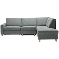 ECKSOFA  in Mikrovelours Graugrün  261/203 cm  - Eichefarben/Graugrün, KONVENTIONELL, Holz/Textil (261/203cm) - Sedda