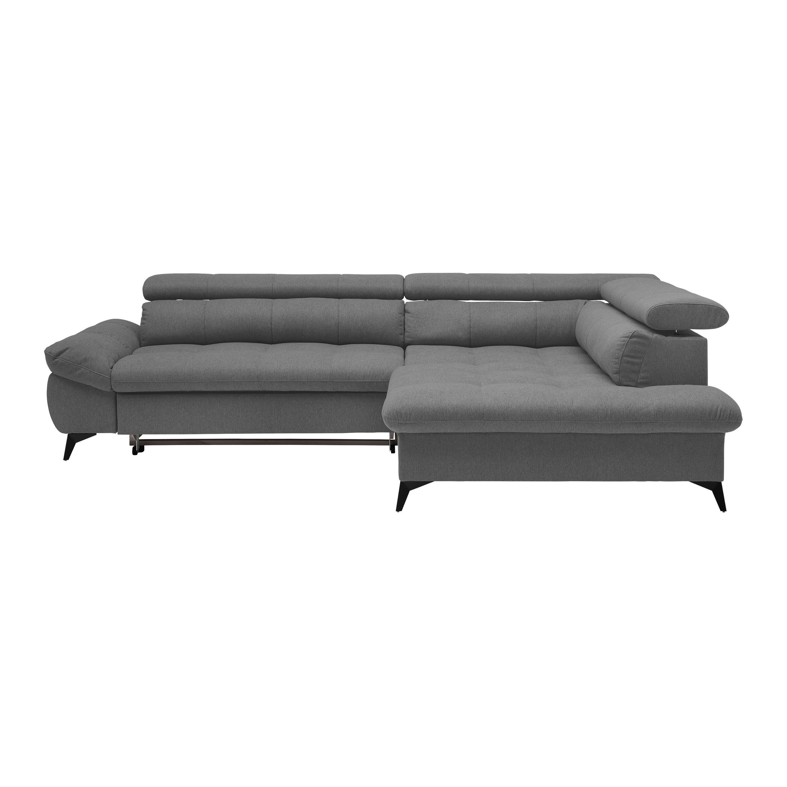 ECKSOFA in Chenille Anthrazit  - Anthrazit/Schwarz, Modern, Textil/Metall (296/201cm) - Livetastic