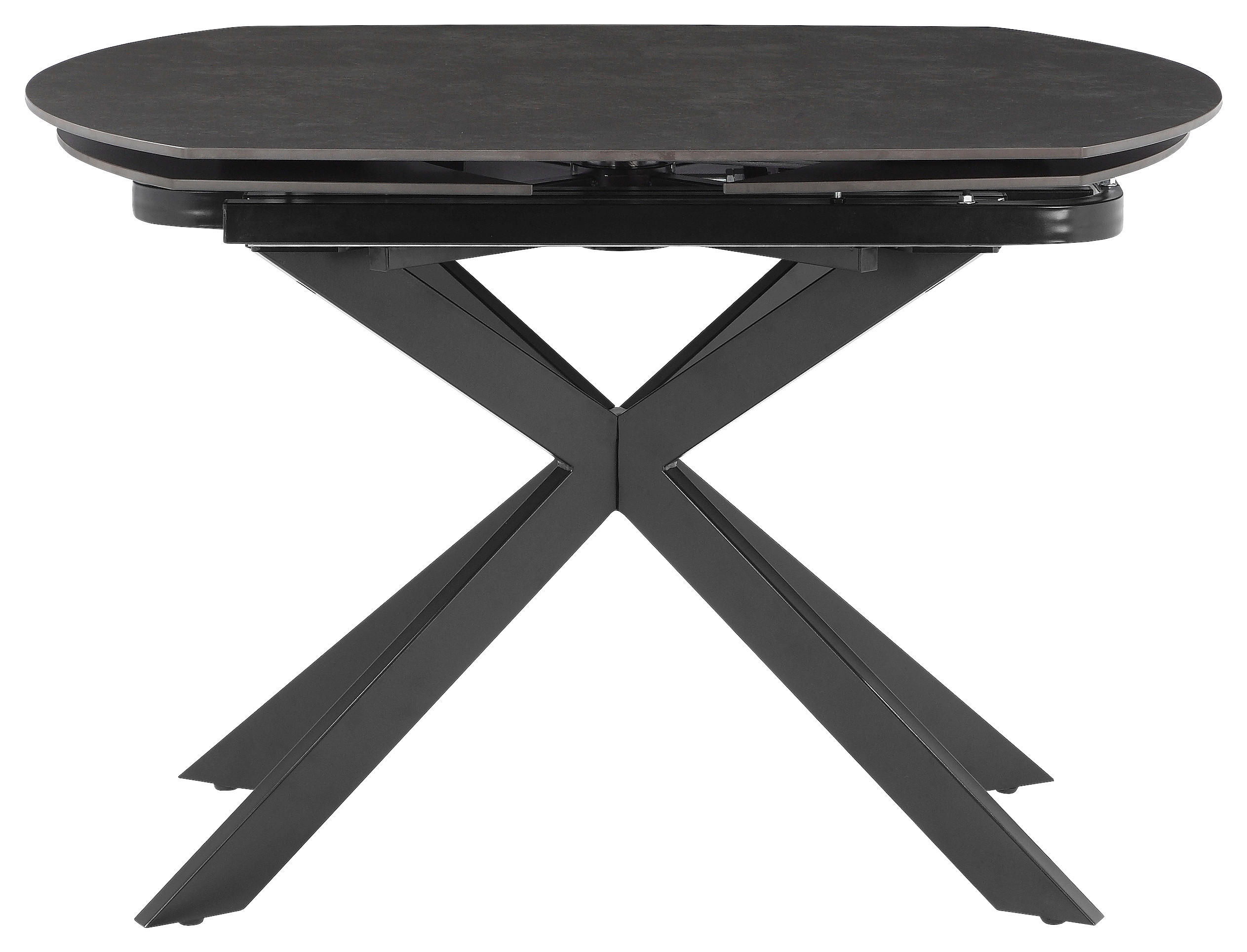 ESSTISCH Grau, Schwarz oval  ausziehbar  - Schwarz/Grau, Design, Holzwerkstoff/Stein (120/180/90/77.5/81cm) - Carryhome