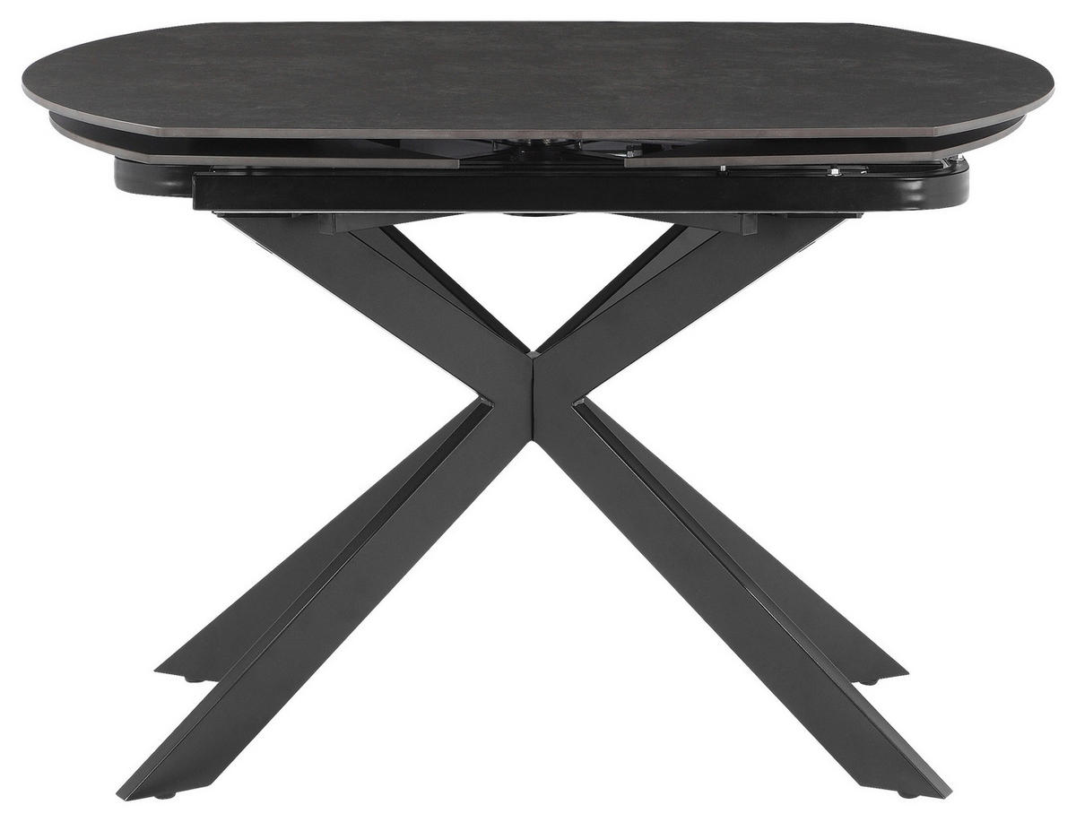 ESSTISCH Grau, Schwarz oval  ausziehbar  - Schwarz/Grau, Design, Holzwerkstoff/Stein (120/180/90/77.5/81cm) - Carryhome