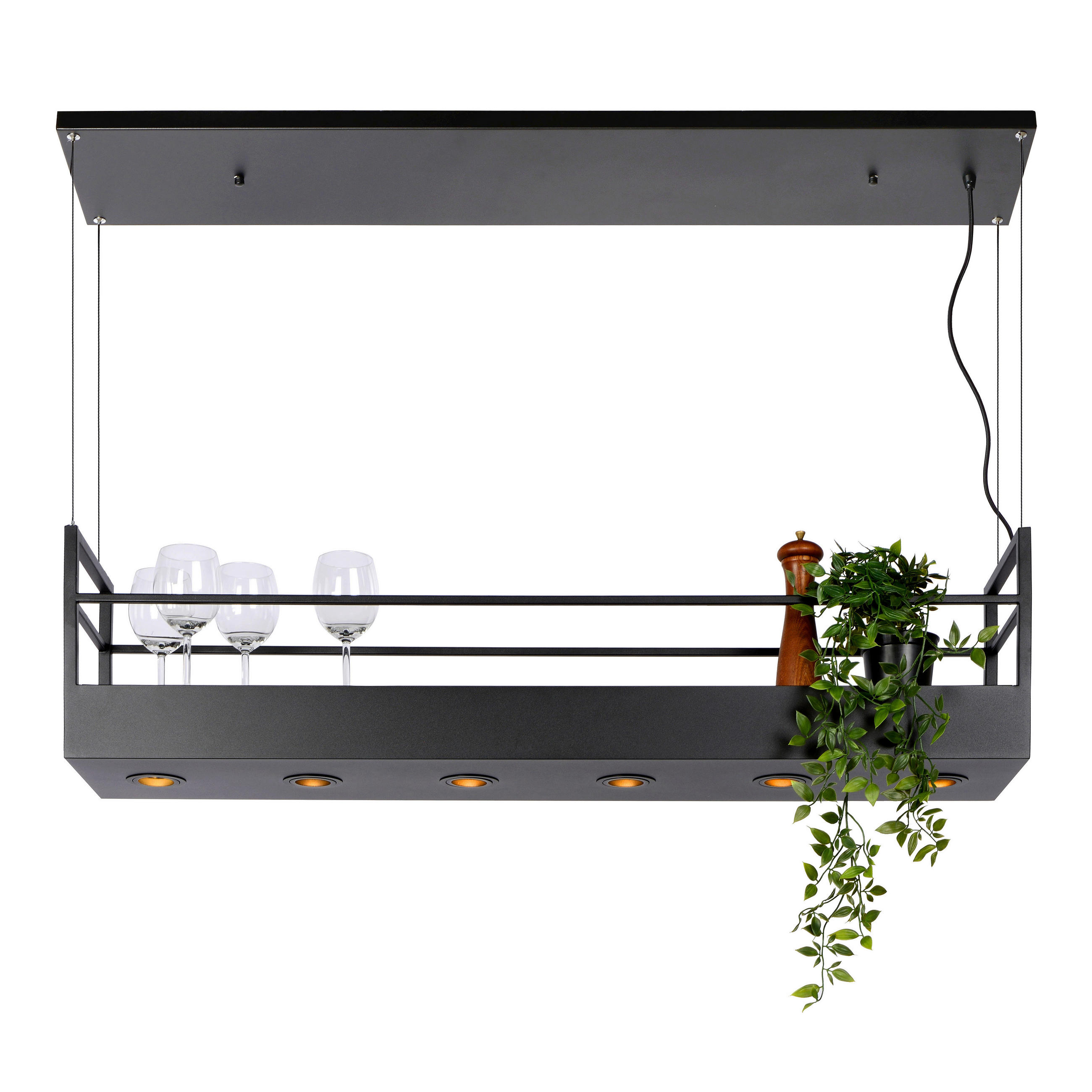 HÄNGELEUCHTE 110/22/160 cm    - Schwarz, Modern, Metall (110/22/160cm) - Lucide