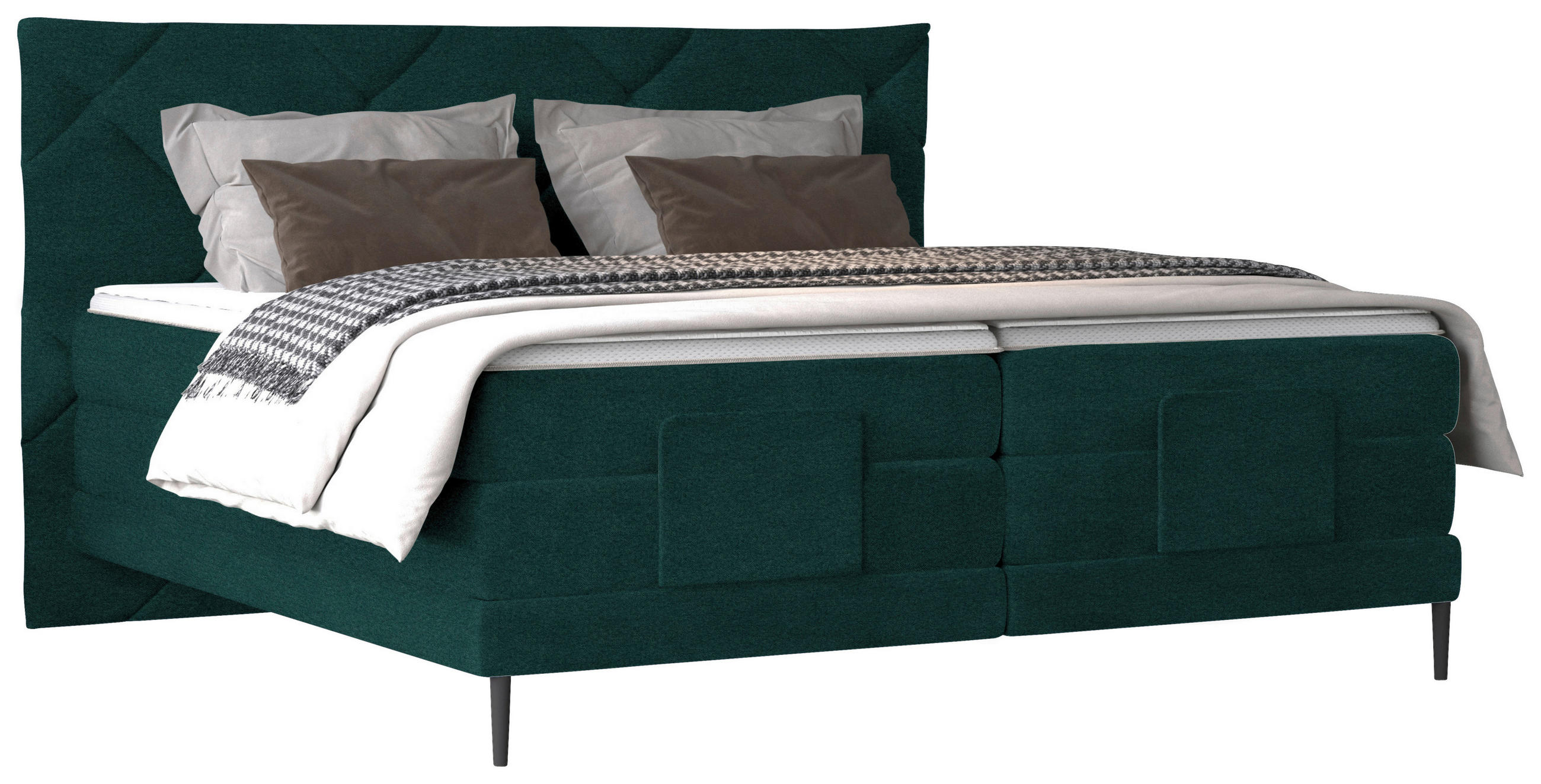 BOXSPRINGBETT 180/200 cm  in Waldgrün  - Waldgrün/Schwarz, Konventionell, Textil/Metall (180/200cm) - Esposa