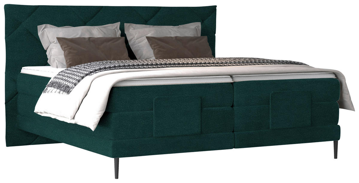 BOXSPRINGBETT 180/200 cm  in Waldgrün  - Waldgrün/Schwarz, Konventionell, Textil/Metall (180/200cm) - Esposa