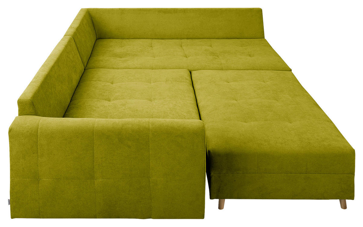 ECKSOFA inkl. Hocker Ariella in Mikrofaser Hellgrün  161/231 cm  - Naturfarben/Hellgrün, Design, Holz/Textil (161/231cm) - Livetastic